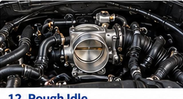 Mechanic inspecting engine components, illustrating rough idle troubleshooting